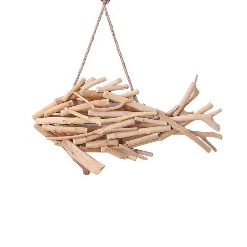 Log fish wall hanging wall three-dimensional decoration living room model room hotel homestay restaurant wall decoration hom
