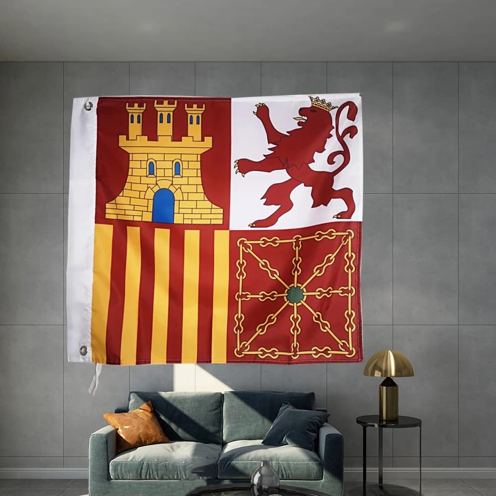 Naval Jack of Spain Flag Custom Banner 3X3FT 90X90CM Banner Graphic Custom Printed Flag Polyester Shaft Cover Brass Grommets