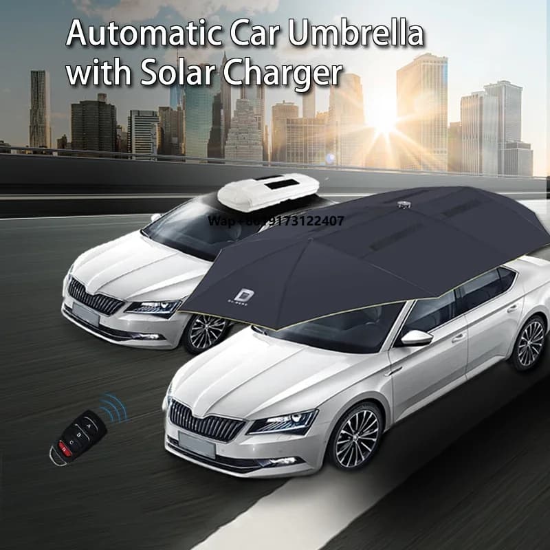 Portable 4.0M*2.0M Solar Charging Remote Control Automatic Folding Electric Car Umbrella for Car Roof