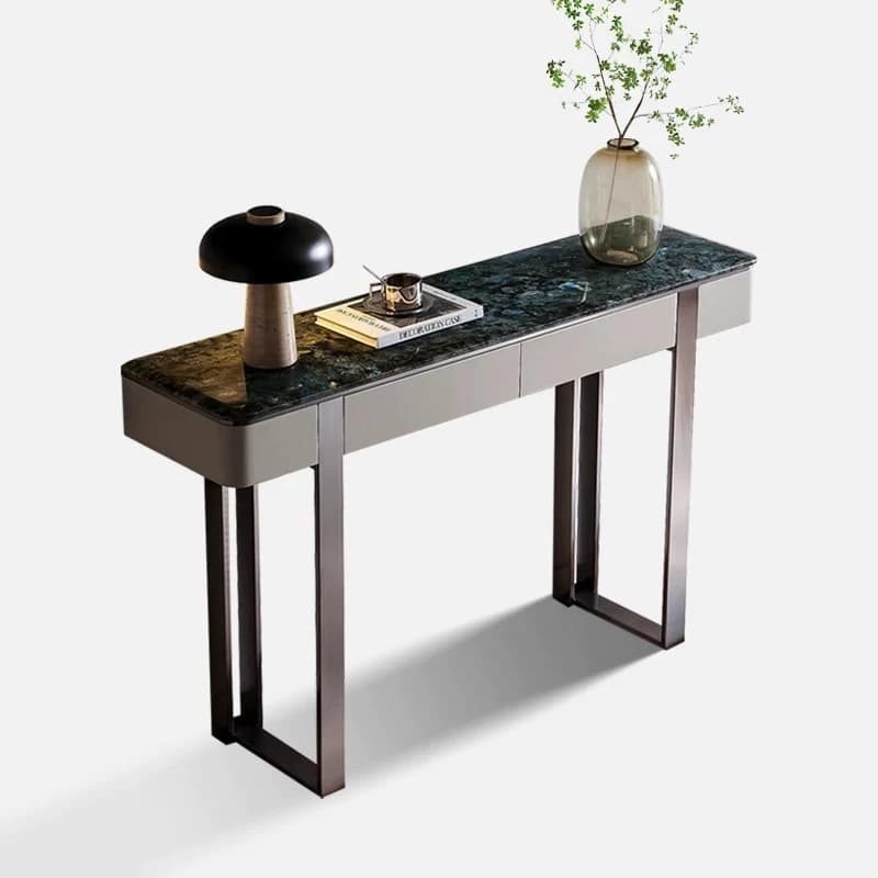 Minimalist entrance table, light luxury marble entry, facing the door against the wall, entrance cabinet