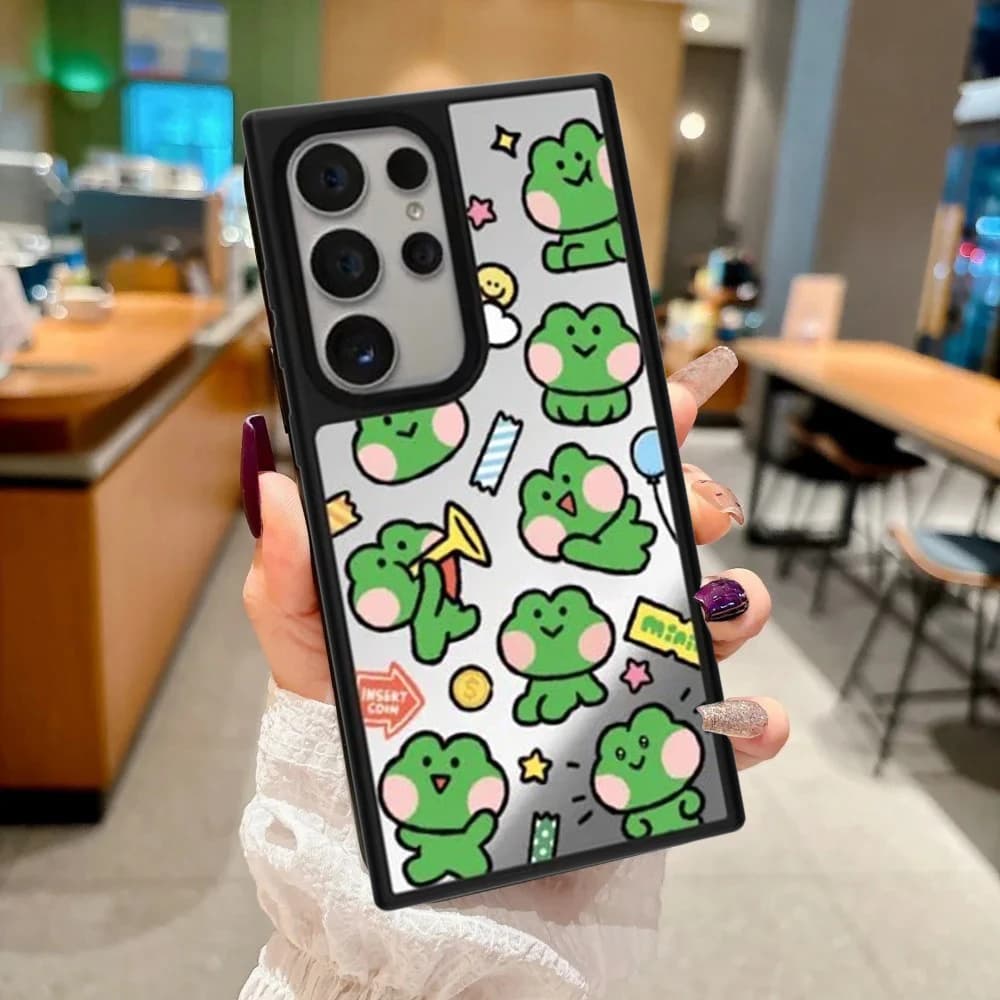 Cartoon Musical Instrument Frog Mirror Surface Magnetic Phone Cover for Samsung Galaxy S23 S24 S25 S26 Ultra S26+ Plus Case
