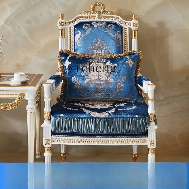 SA-20  European Style Fabric Leisure Chair American Luxury Heavy Carving Leisure Chair Living Room Gold Foil Sofa Chair