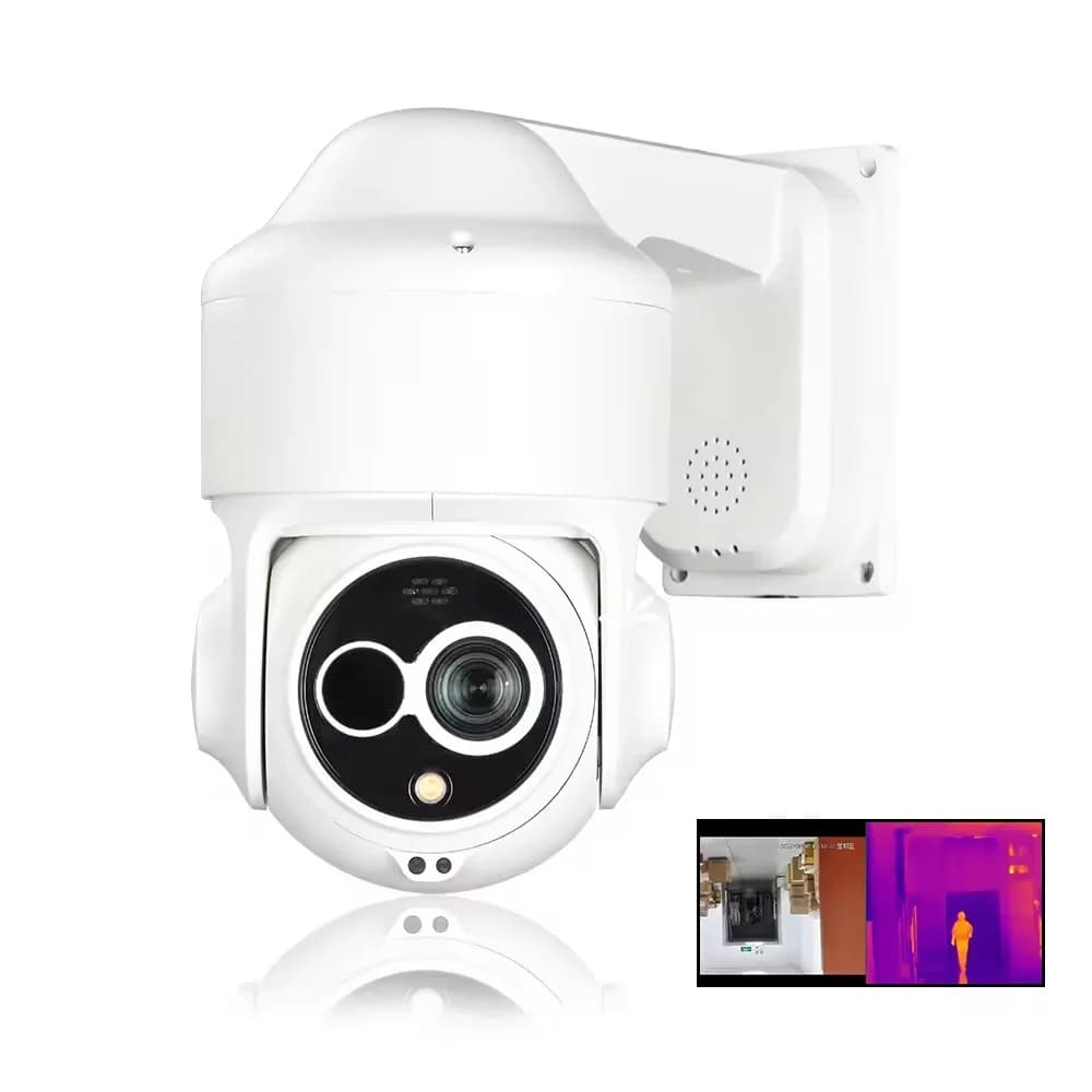 JIND CCTV Thermal Security PTZ Camera 20X Zoom Uncooled VOx Microbolometer Thermal and Optical Bi-spectrum IP Network Camera
