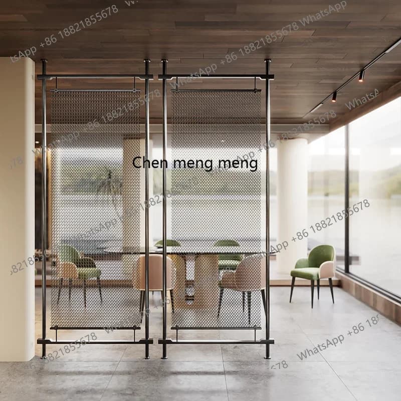 E153 Stainless steel metal mesh screen partition living room home hotel flower grid hollow decorative wall