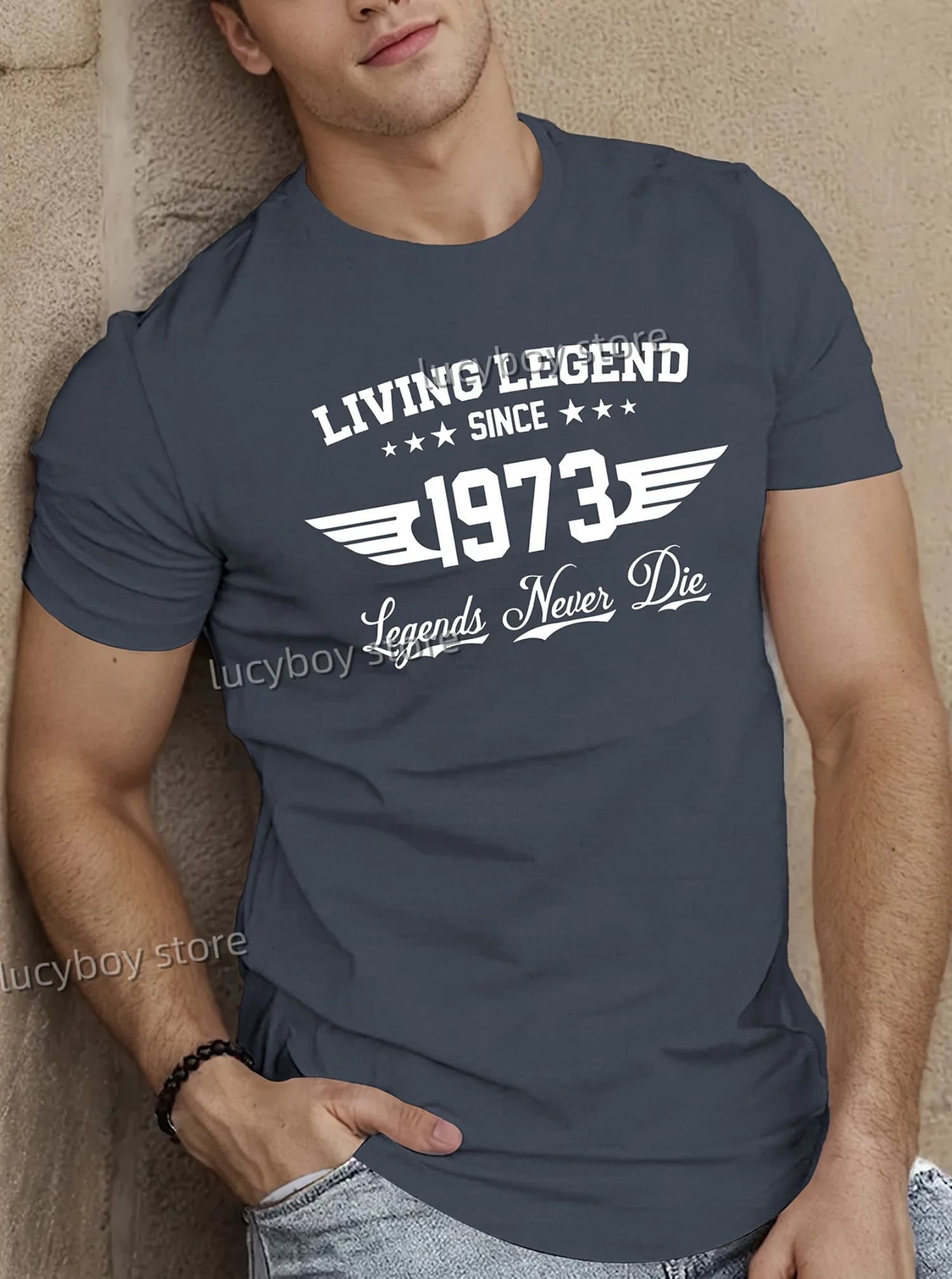 new in Men LIVING LEGEND 1973 Print tees Short Sleeve T Shirt Man Sportwear  Racing Football Tee Vintage Casual Tops Men Clothes