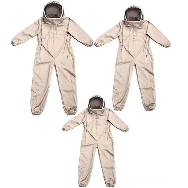 Thickened apricot space suit, one-piece split beesuit, space suit plus sheepskin gloves set.