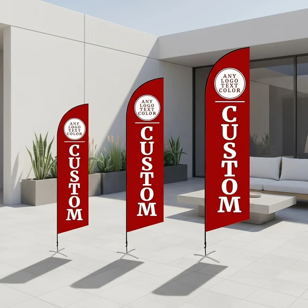 1pc Custom Double-Sided Blade Feather Flag Only, Windless Outdoor Advertising Beach Flag for Business Event Party, Full Print.