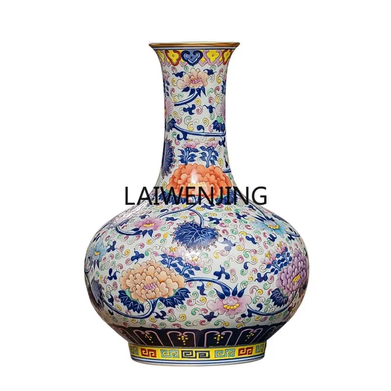 LYN Jingdezhen ceramic vase porcelain ornament antique blue and white porcelain living room flower arrangement