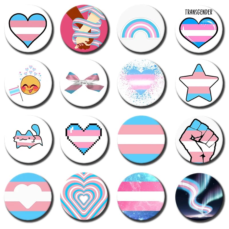 58mm LGBT Trans Transgender Pride Flag Soft Button Pin Gay Lesbian Homosexual Bisexual Pride Brooches Rainbow Aesthetic Badge
