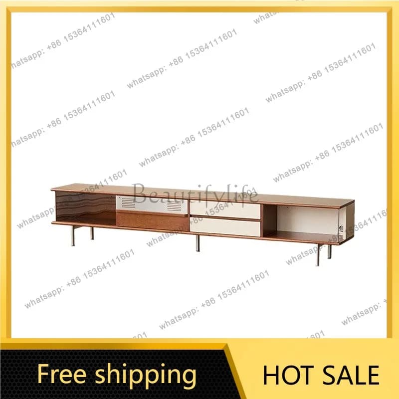 FG Bauhaus minimalist boxwood solid wood TV cabinet medium antique floor locker modern simplicity