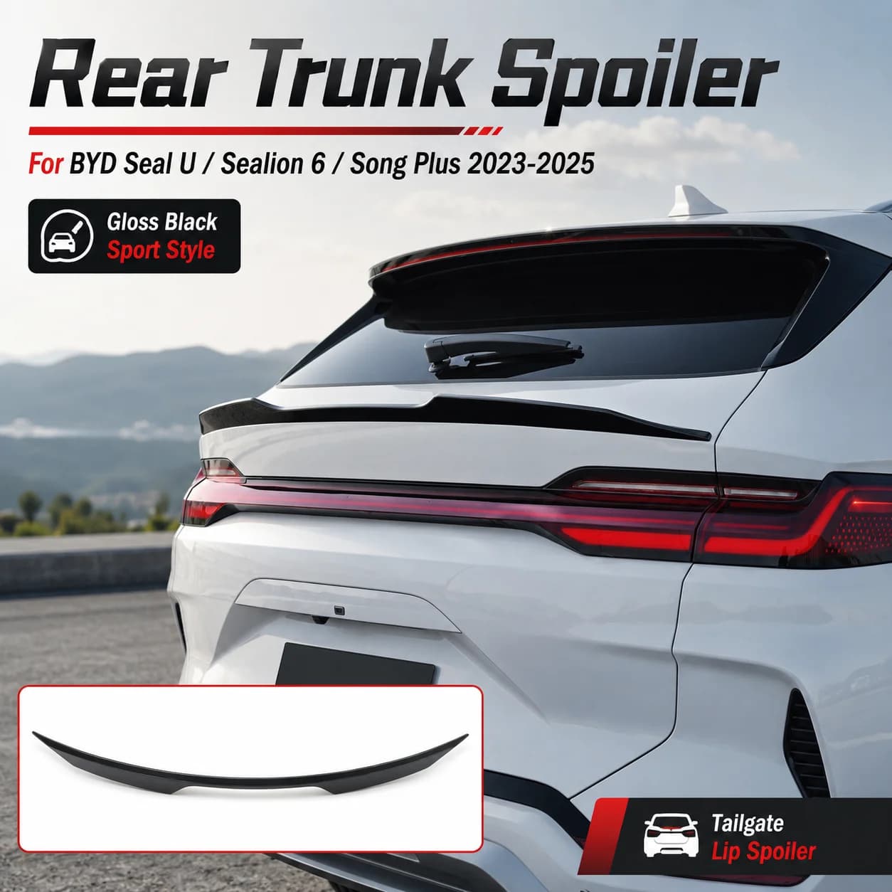 Rear Trunk Spoiler Lip For BYD Seal U Sealion 6 Song Plus 2023‑2025 ABS Tailgate Wing Trim Exterior Car Styling Accessories