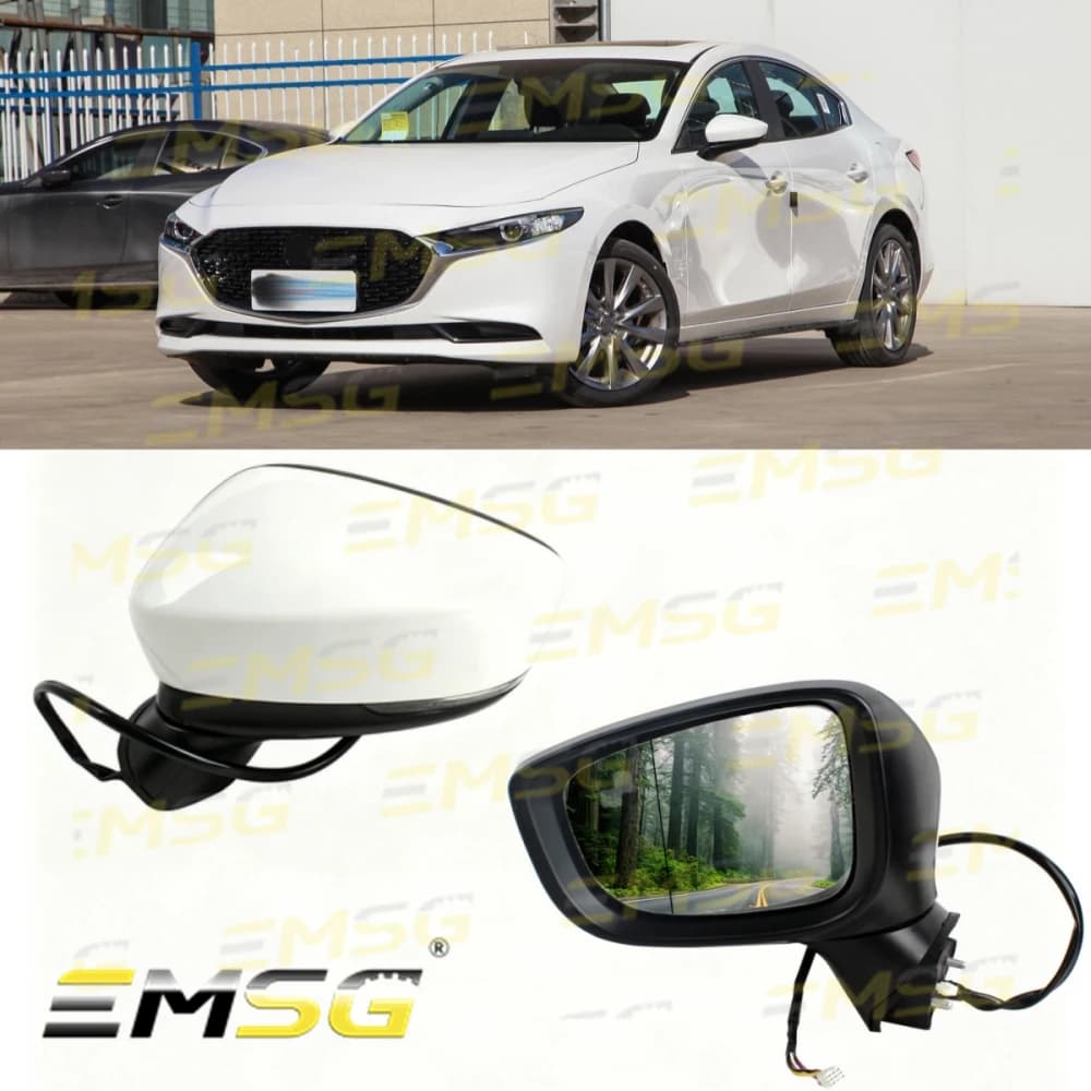 9PIN Rearview Mirror Assembly For Mazda 3 Axela 2017 2018 2019 Car Accessories Primed White Power Fold BACV-69-121B BACS69181B