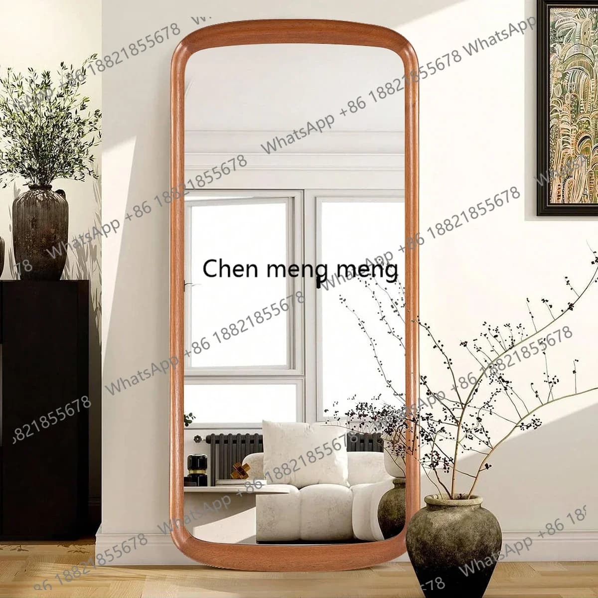 New Chinese Style Living Room Floor Full-Length Mirror French Retro Bedroom Cloakroom Wall-Mounted Dressing Mirror