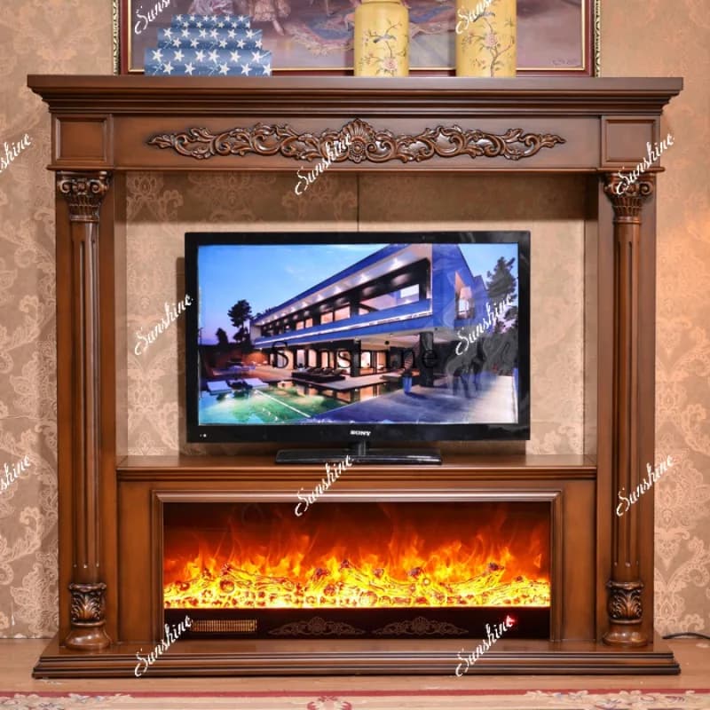 European fireplace TV decorative cabinet Solid wood heating furnace core 1.8 meters  TF