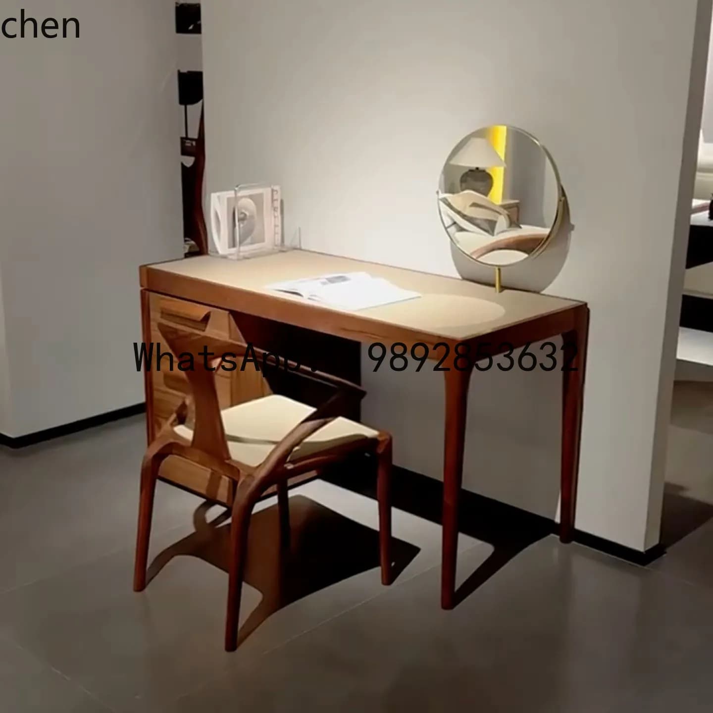 CC  Black Walnut Dressing Table Combination Home Bedroom Minimalist Solid Wood Makeup Table