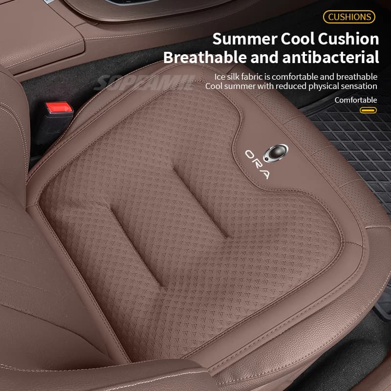 Car Seat Cushion Cover ORA 5 GT EV iQ Good Cat GT Funky Cat Ballet Cat EV Lightning Cat Breathable Ice Silk Seat Protector Pad