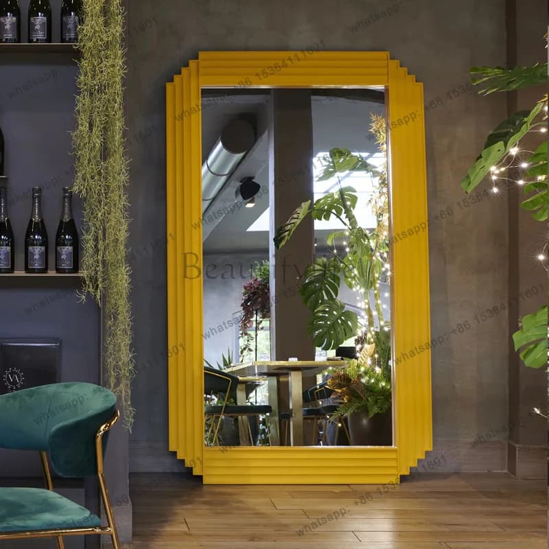 European art floor-to-ceiling mirror rectangular frame full-body mirror household cloakroom clothing store floor-to-ceiling