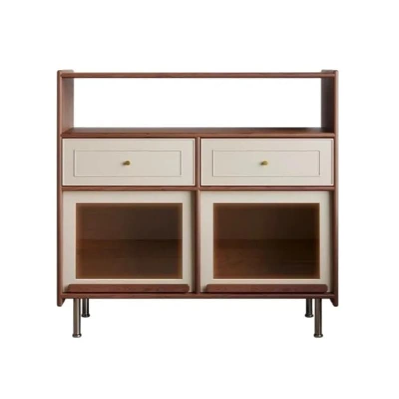 Medieval solid wood dining side cabinet, small apartment living room French retro entrance cabinet c