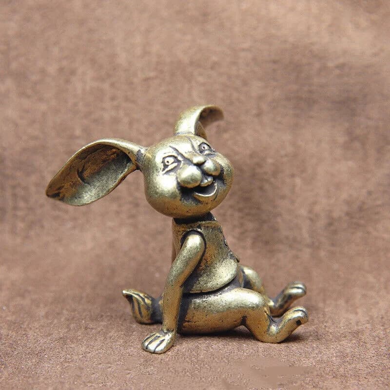 Solid Brass Lucky Rabbit Statue Desktop Vintage Brass modern exquisite handicrafts