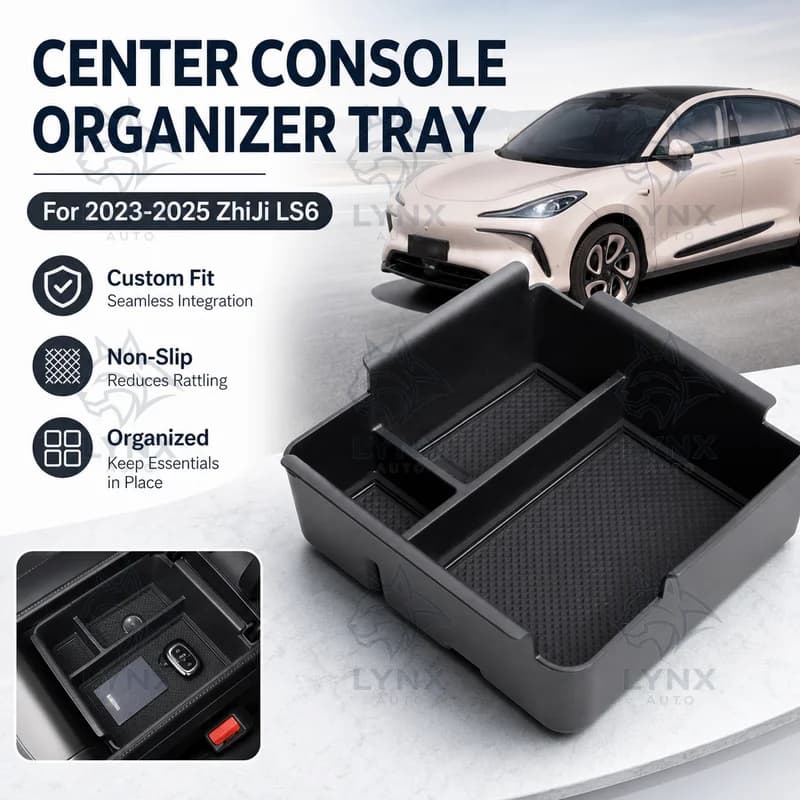 For 2023-2025 ZhiJi LS6 Center Console Armrest Storage Box Non-Slip Organizer Tray Car Interior Accessories Decoration