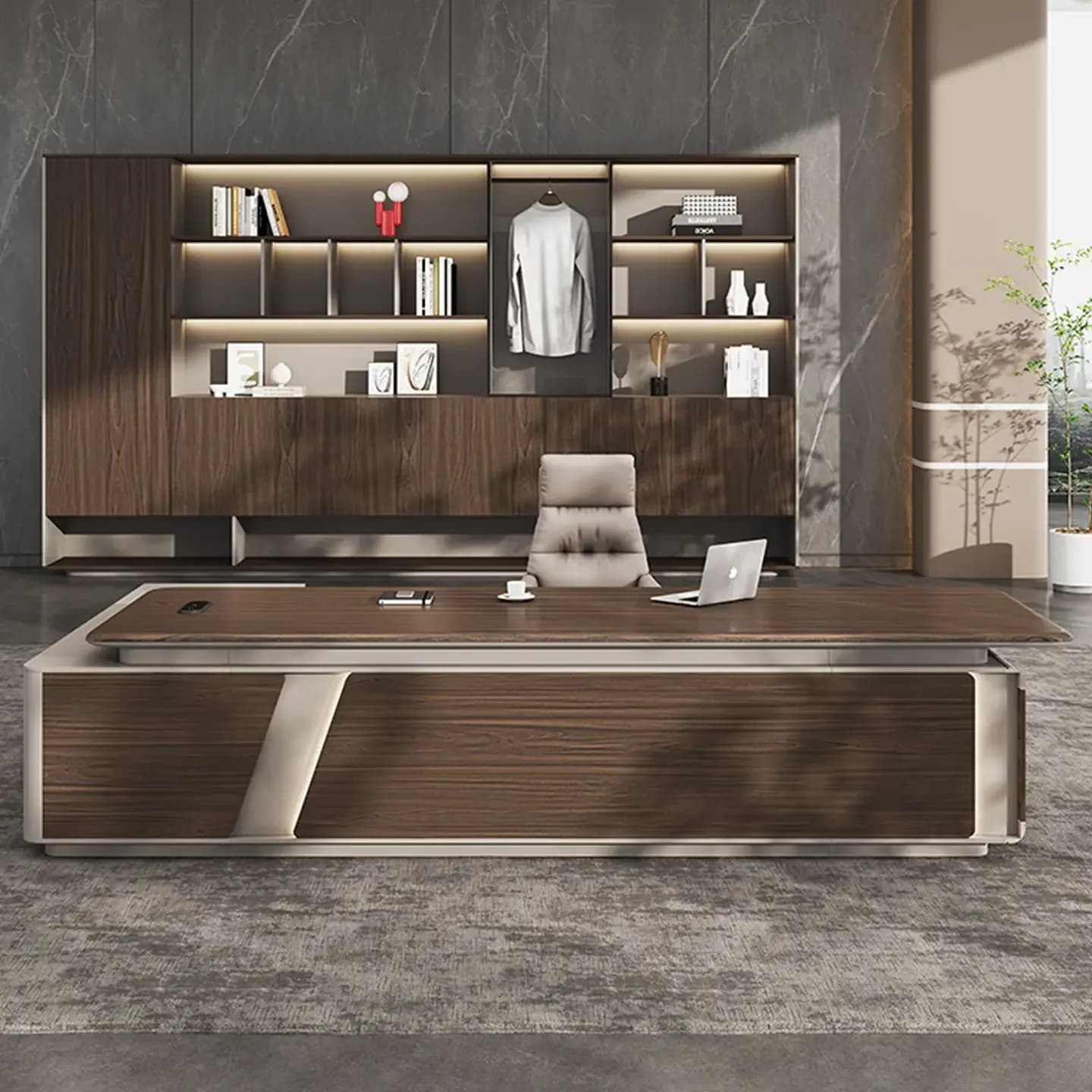 Office boss table light luxury high sense, simple modern high-end manager office president rectangular table