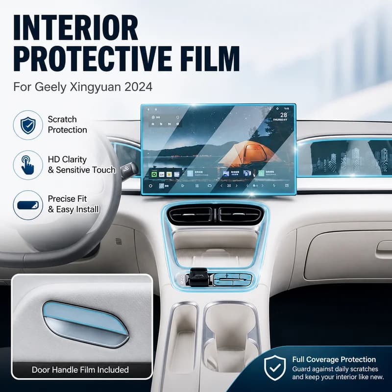2024 For Geely Xingyuan Interior Protective Film Center Console Gear Shift Dashboard Navigation Screen Tempered Film Mod Parts