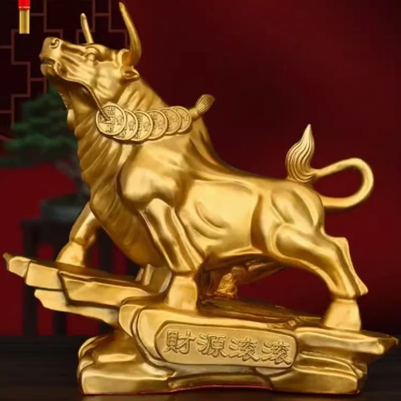 Brass Money Ox Ornament: The Ox Fortune and Changes Luck, Zodiac Ox Brings Prosperity Like a Rainbow, Golden Ox Home Livi