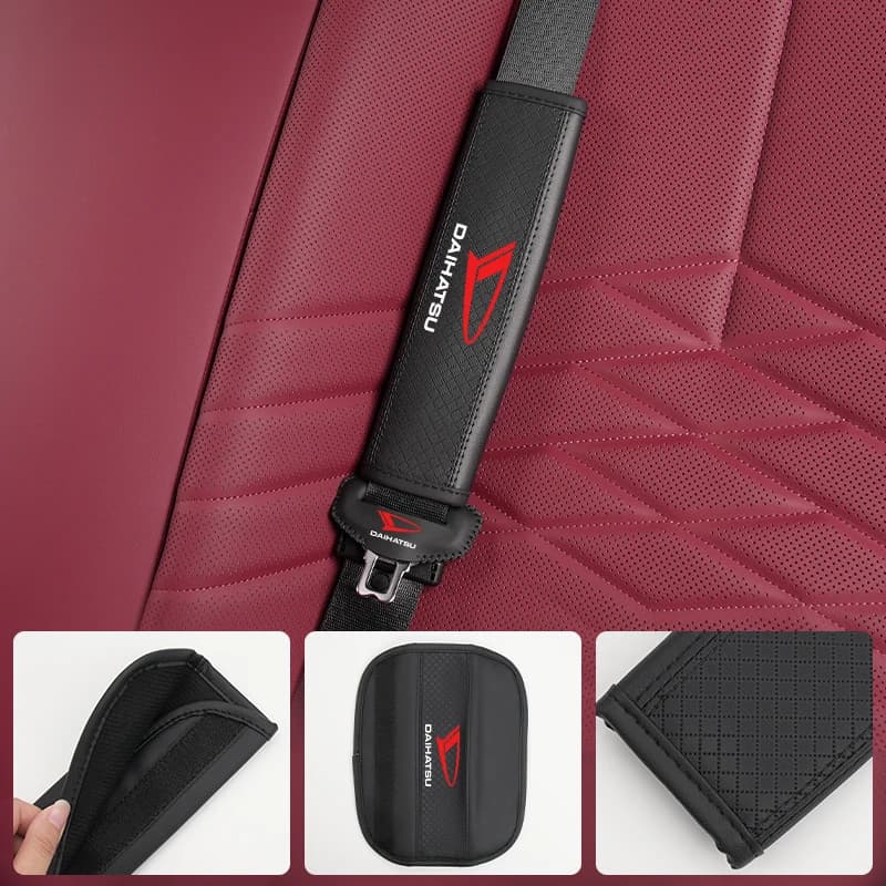 PU Leather Embossed Car Seat Belt Shoulder Cover Decompression Comfort Car Accessories For Daihatsu Terios Sirion Mira Materia