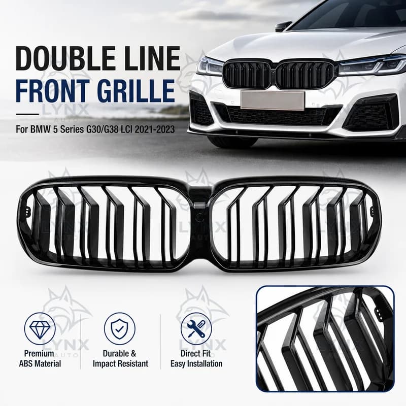 For BMW 5 Series G30/G38 LCI 21-23 Modified Double Line Front Grille for G38 Late Double Bar Grille Car Styling Parts