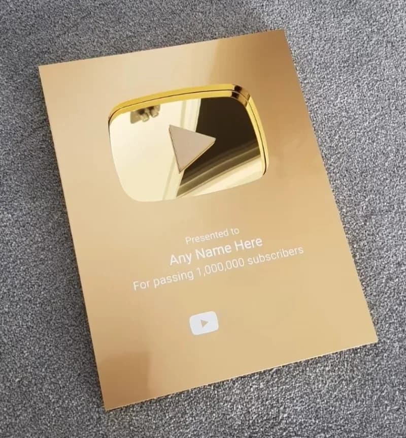 100K YouTube Play Button Award, Aluminum Award Plaques Custom, Gold YouTube Creator Awards 2026
