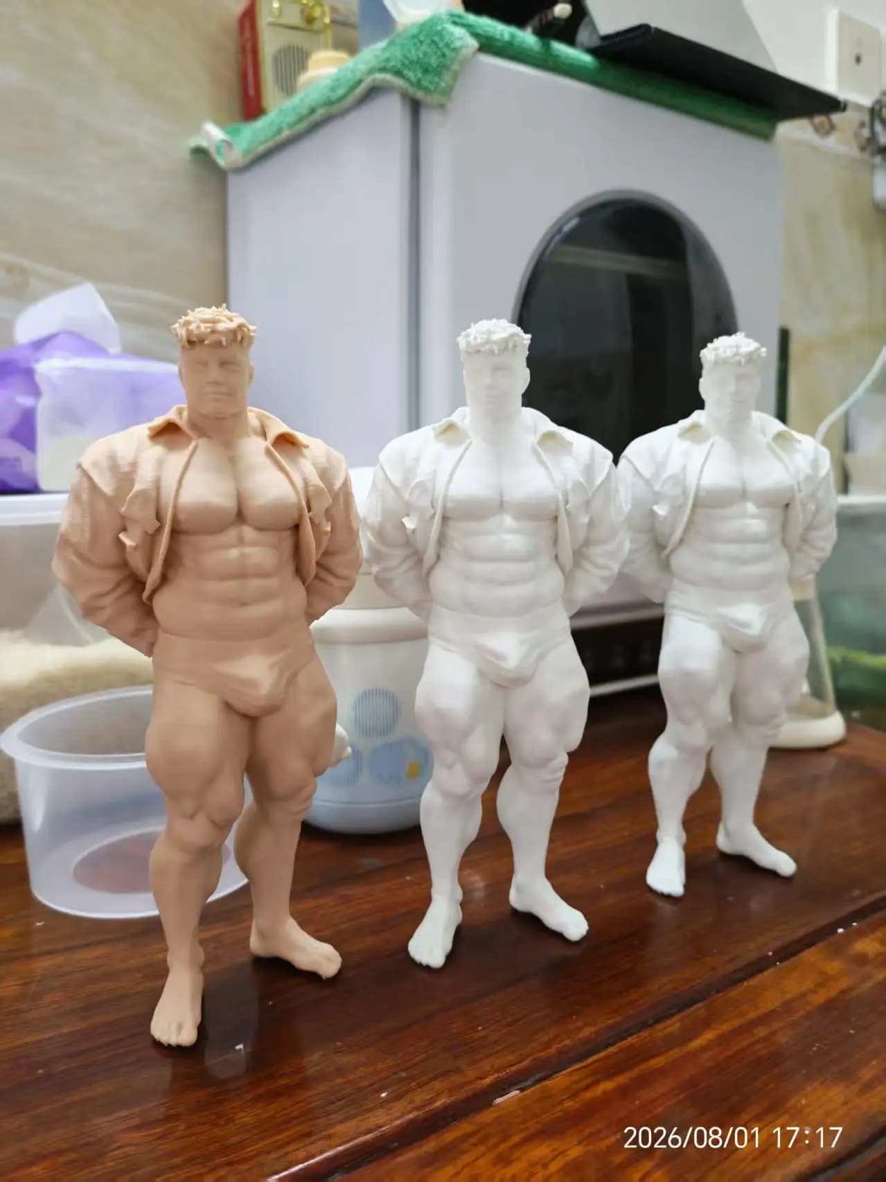 Muscular Man 3D Printed White Mold Figurine Of A Fitness Powerhouse DIY Painting Without Coloring Tabletop Trendy Toy 20cm