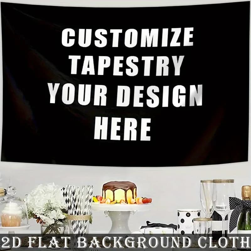 2D Flat 1pc Custom Party Banner, Custom Text Photo Tapestries, Customized Pictures, Gifts for Anniversary, Birthday, Wedding.