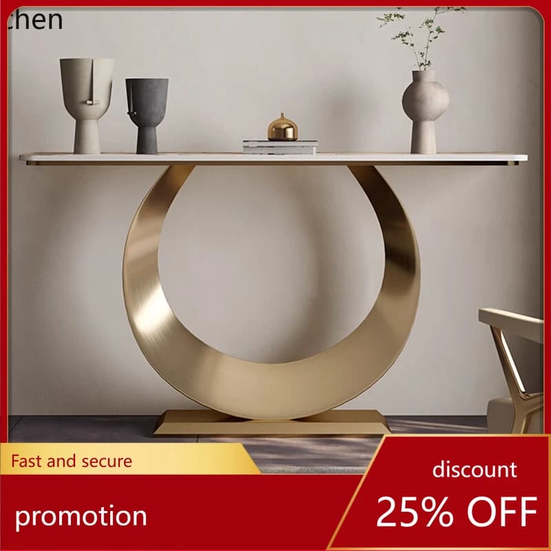 ZML light luxury entrance table Hotel clubhouse table Stainless steel metal office entrance table
