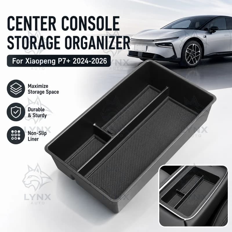 For Xiaopeng P7+ 2024-2026 Center Console Armrest Box Storage Organizer Car Interior Accessories Modification Parts