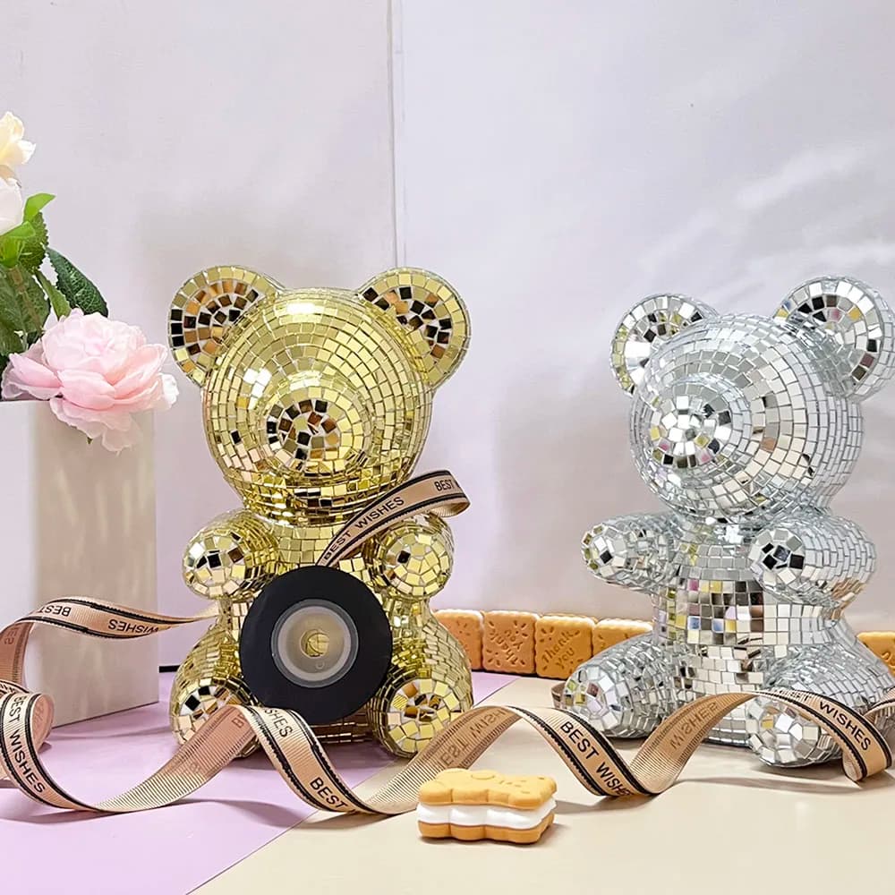 Laser Reflective Disco Mirror Bear Ornament - Valentine's Birthday Mother's Day Christmas Gift Decorative Bear