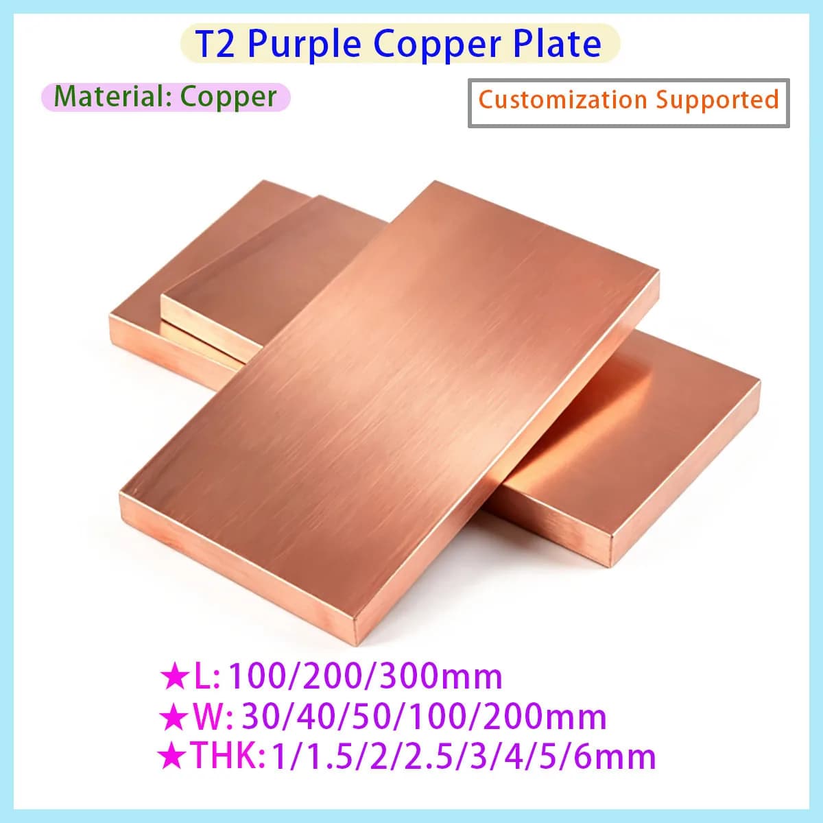 High Purity Copper Plate Sheet 3mm 4mm 5mm DIY Industrial Mold or Metal Art Material