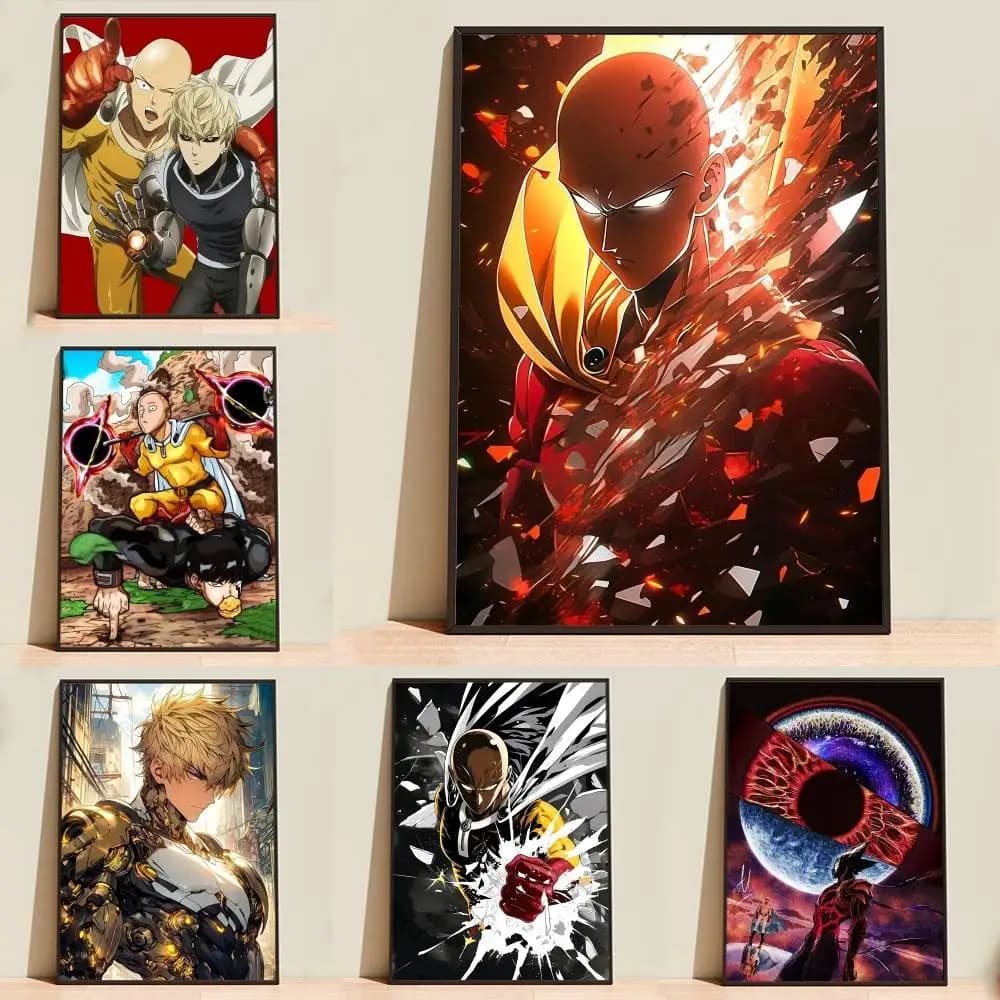 One-Punch Anime S-Saitama Caped Baldy Poster High Quality Dorm Living Room Aesthetic Wall Decoration Painting Stickers Gift