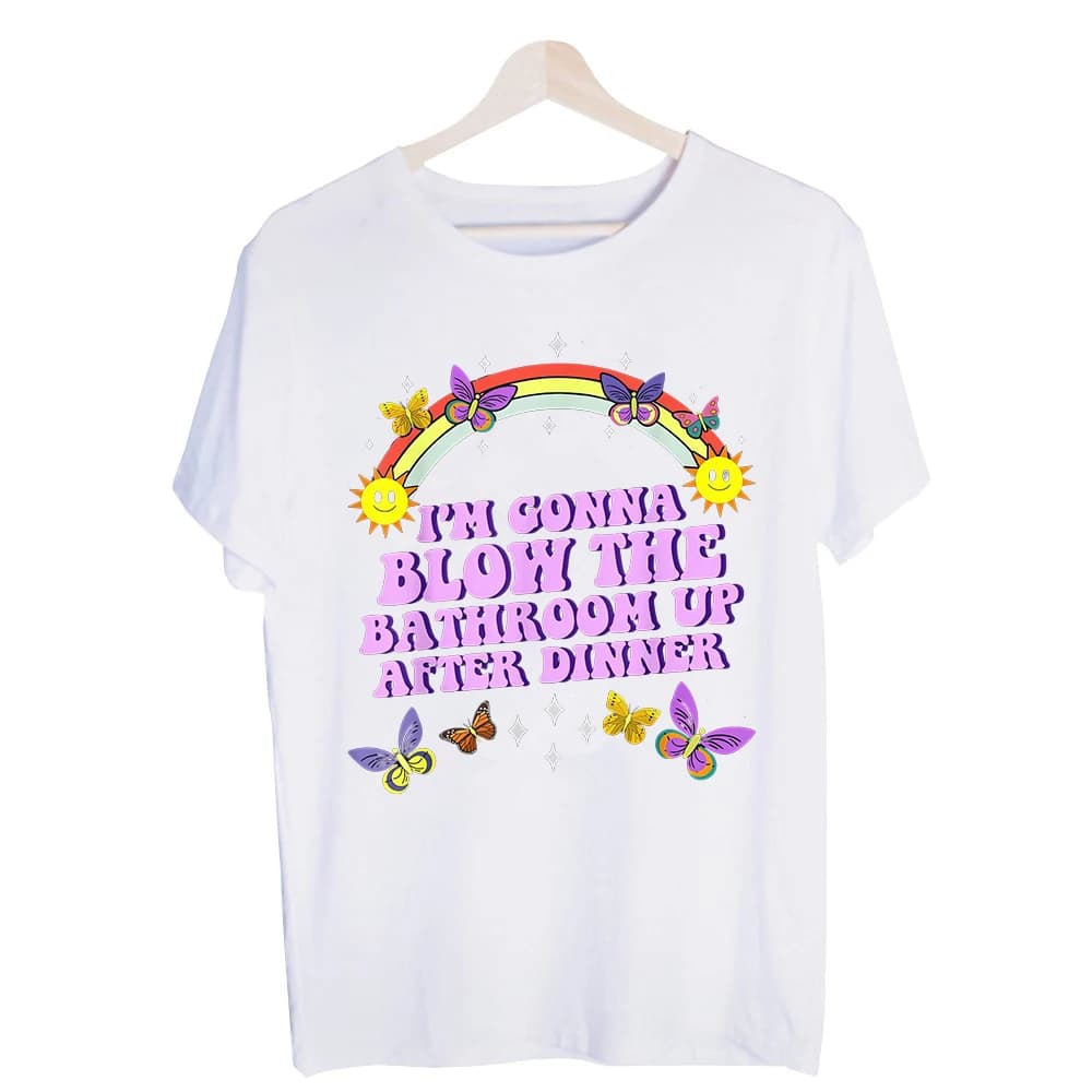 Men's Rainbow Butterfly Slogan Graphic Tee, Short Sleeve Crew Neck T-Shirt for Casual Summer Outfits