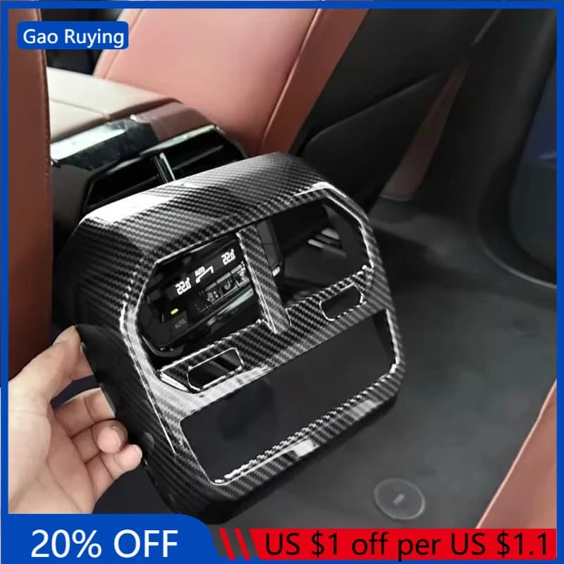 Gao Ruying For BMW iX 2022-2024 ABS Carbon Fiber Car Rear Air Conditioning Outlet Vent Cover Trim Interior Car Accessories
