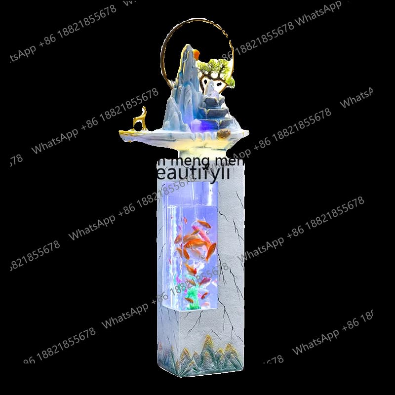 Modern indoor living room lucky fish tank floor-standing alpine rockery landscape fountain ornaments circulating water