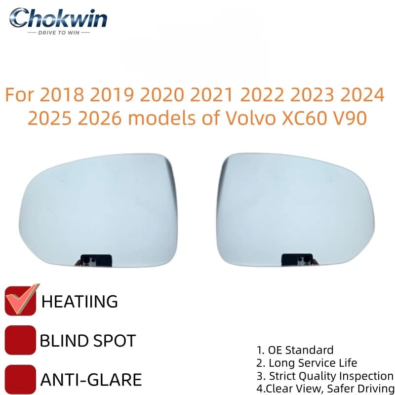 For 2018 2019 2020 2021 2022 2023 2024 2025 2026 models of Volvo XC60 V90 cars, with heated Rearview Mirror Glass