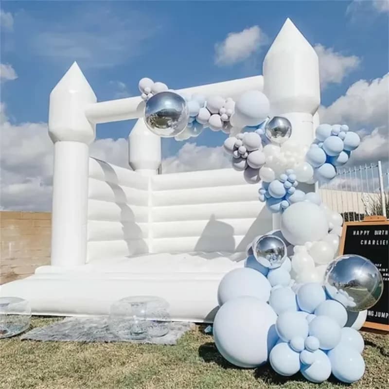 Rental Business Outdoor Playground Commercial PVC Bouncy Castle White Bounce House Combo with Slide & Ball Pit