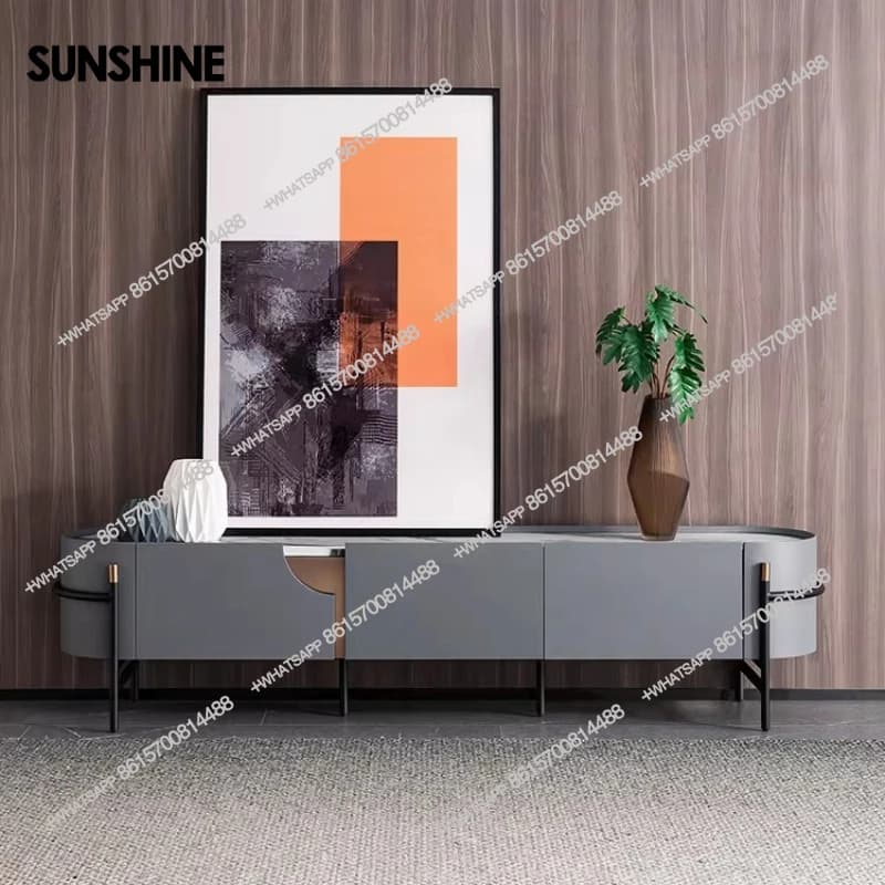 Italian minimalist living room TV cabinet, modern light luxury marble floor cabinet