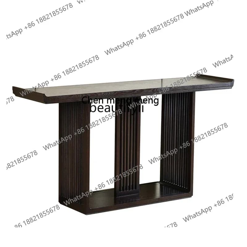 X  New Chinese style entrance table against the wall, Zen ash wood modern, solid wood living room minimalist entrance table