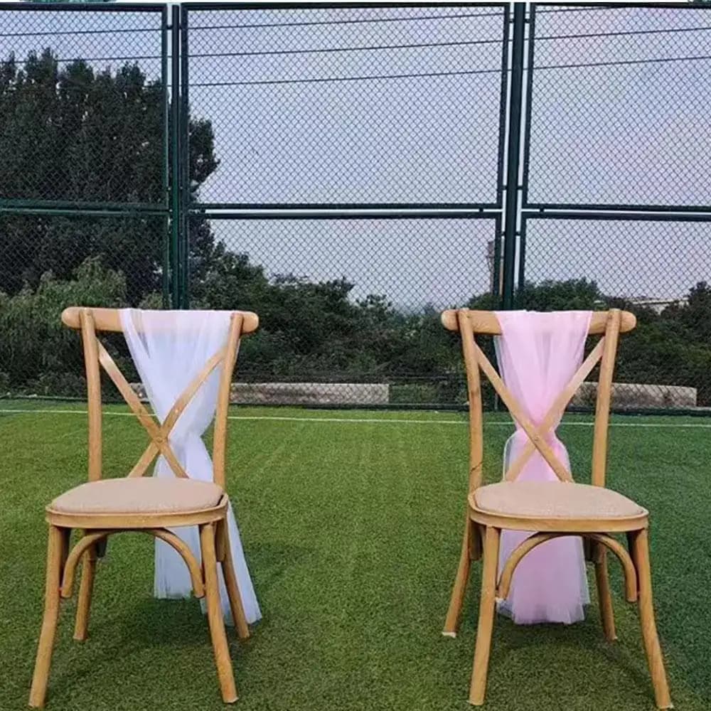 Classical Farm Style Catering Adult Durable Wooden Look Resin Cross Back Chair for Banquet Events
