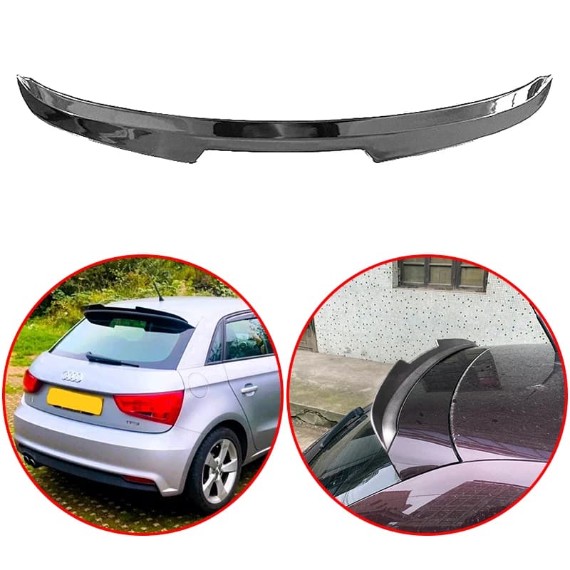 For Audi A1 8X 2012 To 2018 4-Door High Quality ABS Car Rear Roof Wing Spoiler Body Kits Glossy Black Carbon Fiber Look