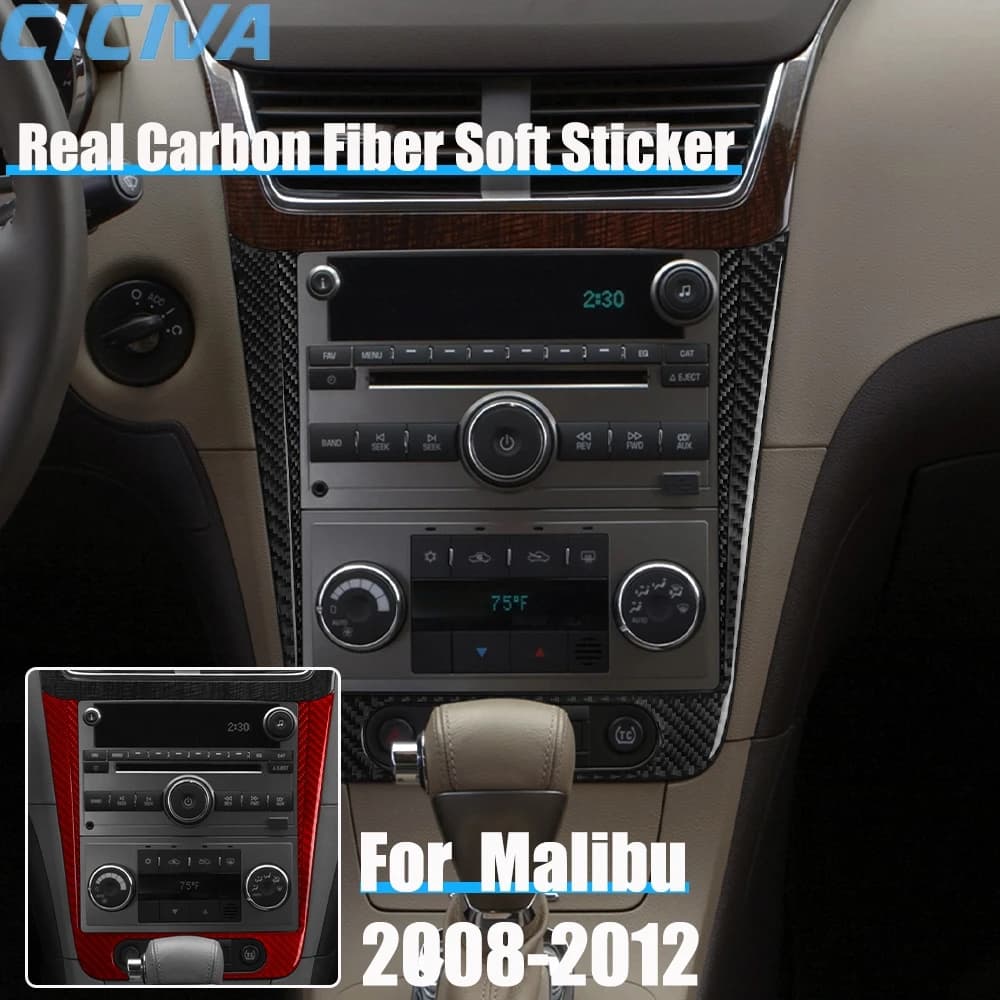Real Carbon Fiber Car Accessories Center Console Frame Trim Cover Soft Sticker For Chevrolet Malibu 2008 2009 2010 2011 2012