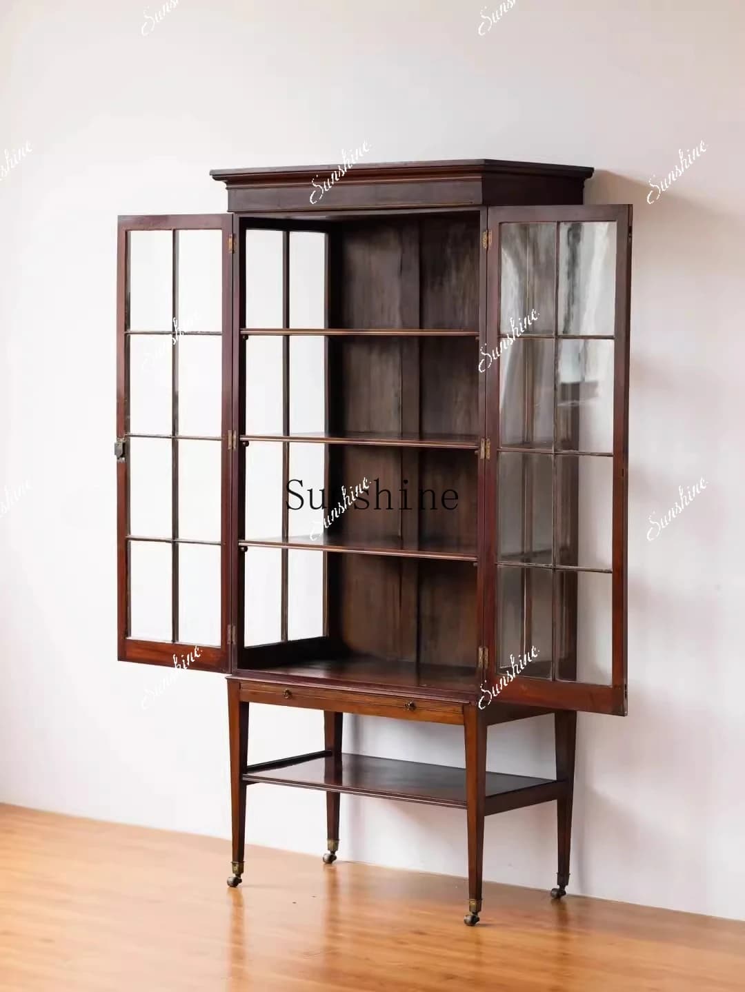 Furniture medieval retro small living room decoration multi-layer display simple modern movable glass wine cabinet FT