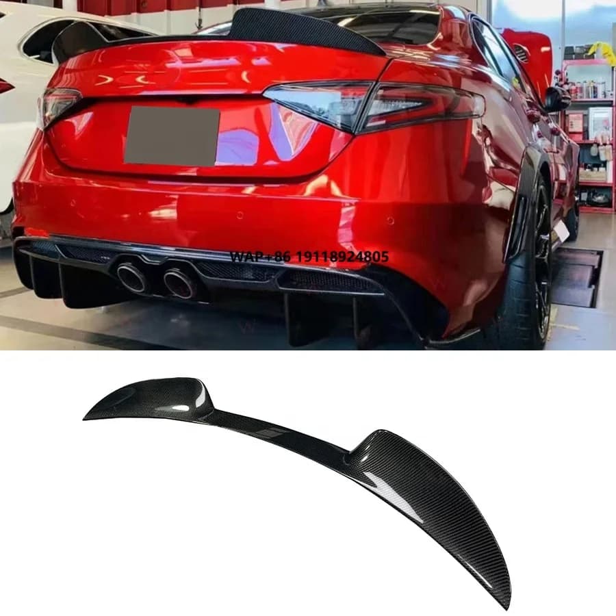 GTA Style Real Carbon Fiber Rear Trunk Spoiler for  Giulia Rear Tail Wing Ducktail Wing Spoiler Bodykit 2017+