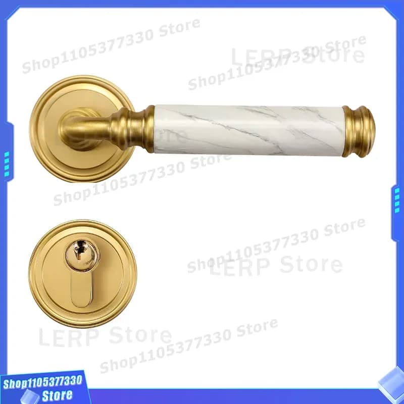 Pure Copper Door Handle Split Lock for European Indoor Bedroom Office Meeting Room Universal Household Security Hardware